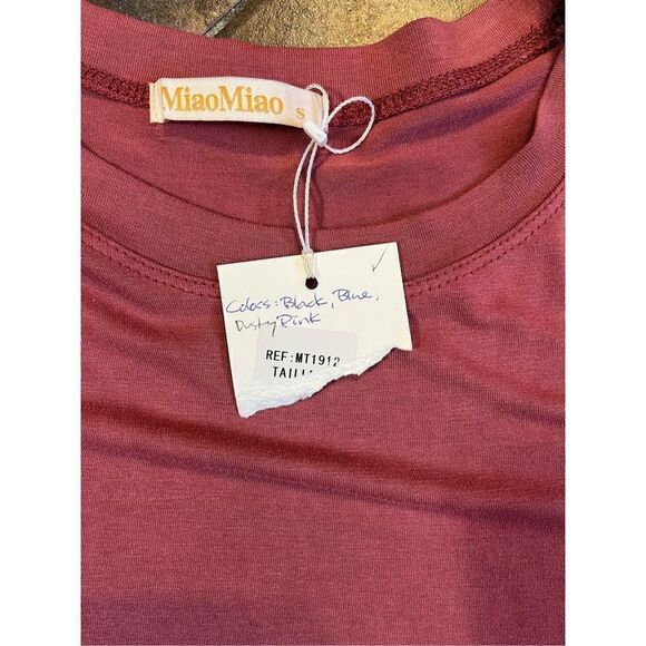 NWT Miao Miao Dusty Pink Long Sleeve Peek Shoulder Lace Up Small - Picture 6 of 9